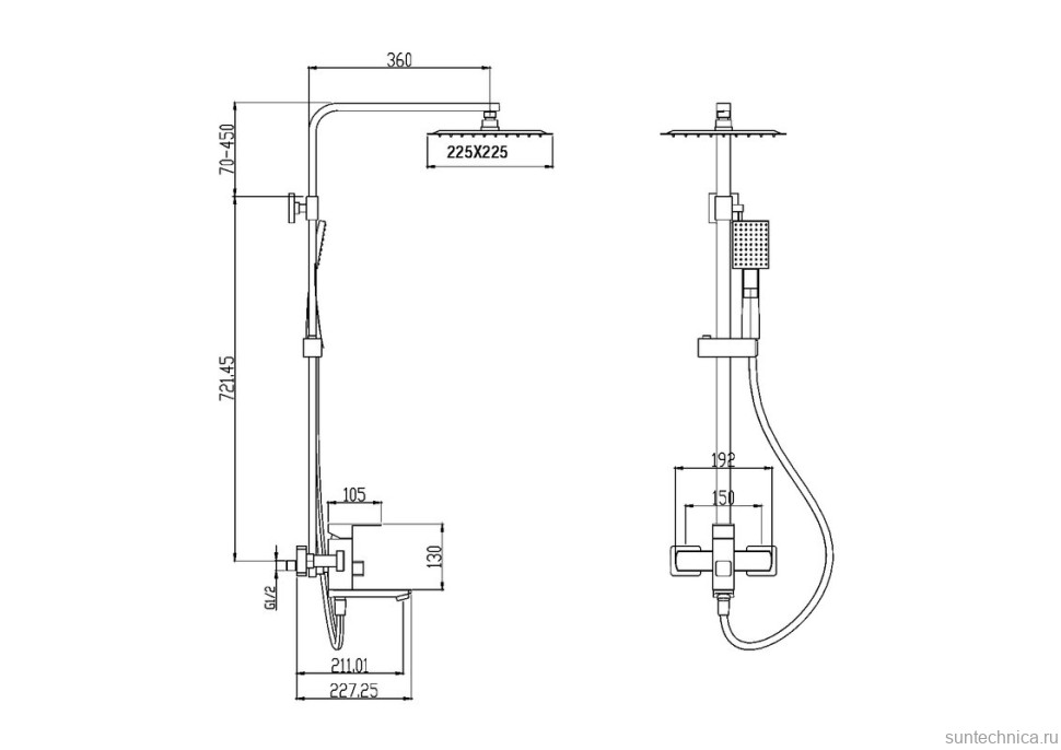 Душевая стойка Olive'S Estena 29291ENB черная матовая