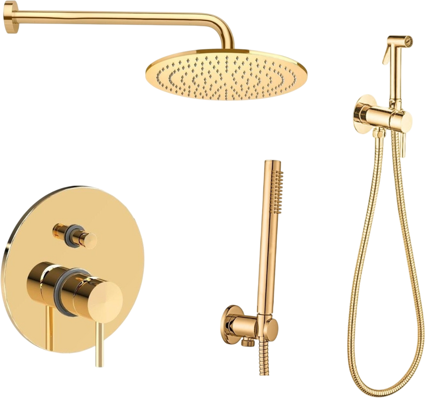 Комплект для ванной Paffoni Light KITZLIG015HG С ВНУТРЕННЕЙ ЧАСТЬЮ, медовое золото