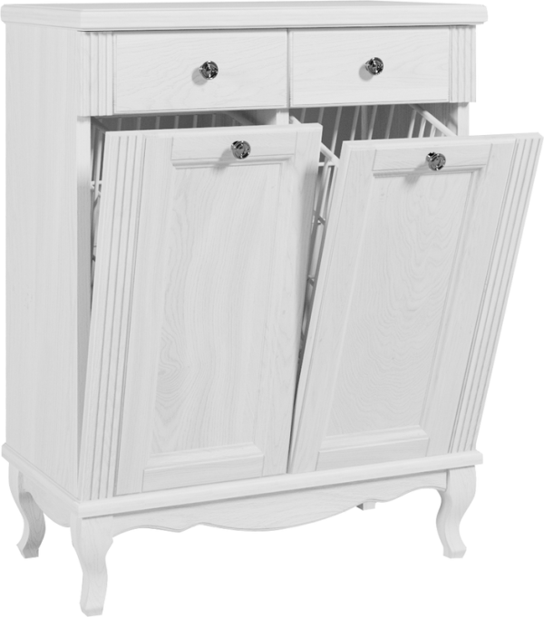 Тумба ValenHouse Лиора 65 с 2 бельевыми корзинами, белая, фурнитура хром