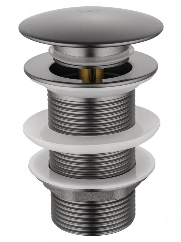 Донный клапан для раковины Wonzon & Woghand WW-88SS02-BGM с переливом, темный графит