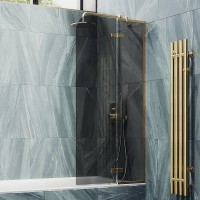 Шторка на ванну Maybahglass MGV-918-3 99 см, профиль золото, стекло графит