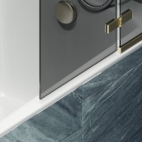 Шторка на ванну Maybahglass MGV-918-3 99 см, профиль золото, стекло графит