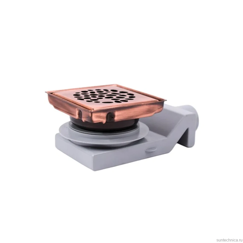 Душевой трап Plumberia Selection PS Stones PSS13RM 13x13, в пол, медь, с сифоном