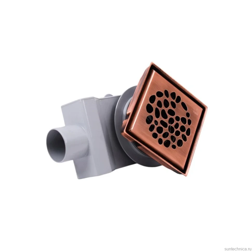 Душевой трап Plumberia Selection PS Stones PSS13RM 13x13, в пол, медь, с сифоном