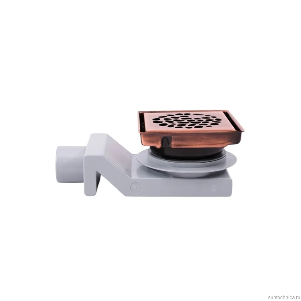 Душевой трап Plumberia Selection PS Stones PSS13RM 13x13, в пол, медь, с сифоном