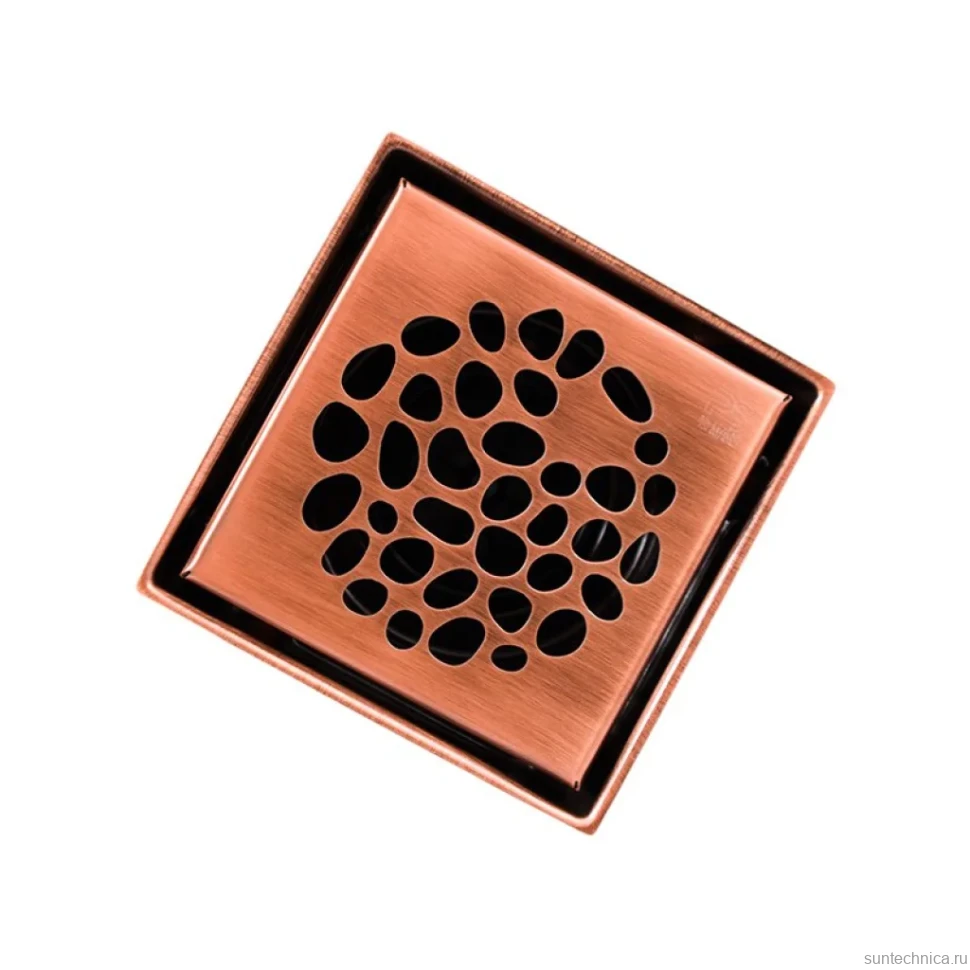 Душевой трап Plumberia Selection PS Stones PSS13RM 13x13, в пол, медь, с сифоном