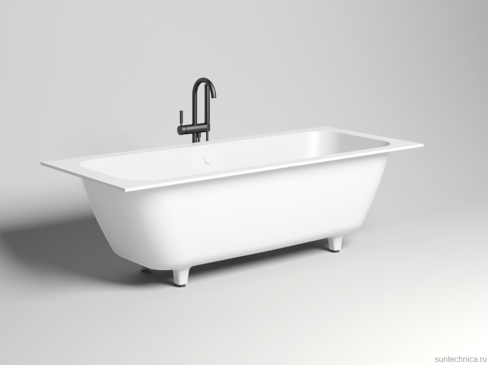 Ванна из искусственного камня Salini Orlanda Axis S-Stone 190x80 см, встраиваемая, матовая белая, на ножках