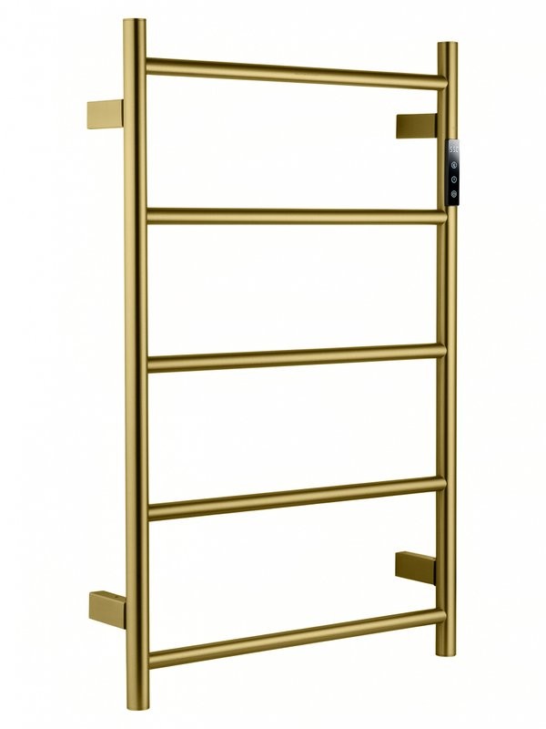 Полотенцесушитель электрический Wonzon & Woghand Bonn WW-AL405-BG 75x45 см, подключение справа, слева, брашированное золото, лесенка