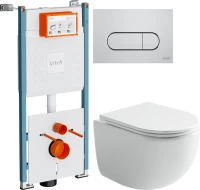Комплект Унитаз подвесной Ceramicanova UP Rimless CN4007 белый + Инсталляция VitrA V-Fix Core 732-5800-01PV + Кнопка Root Round 740-2280 хром