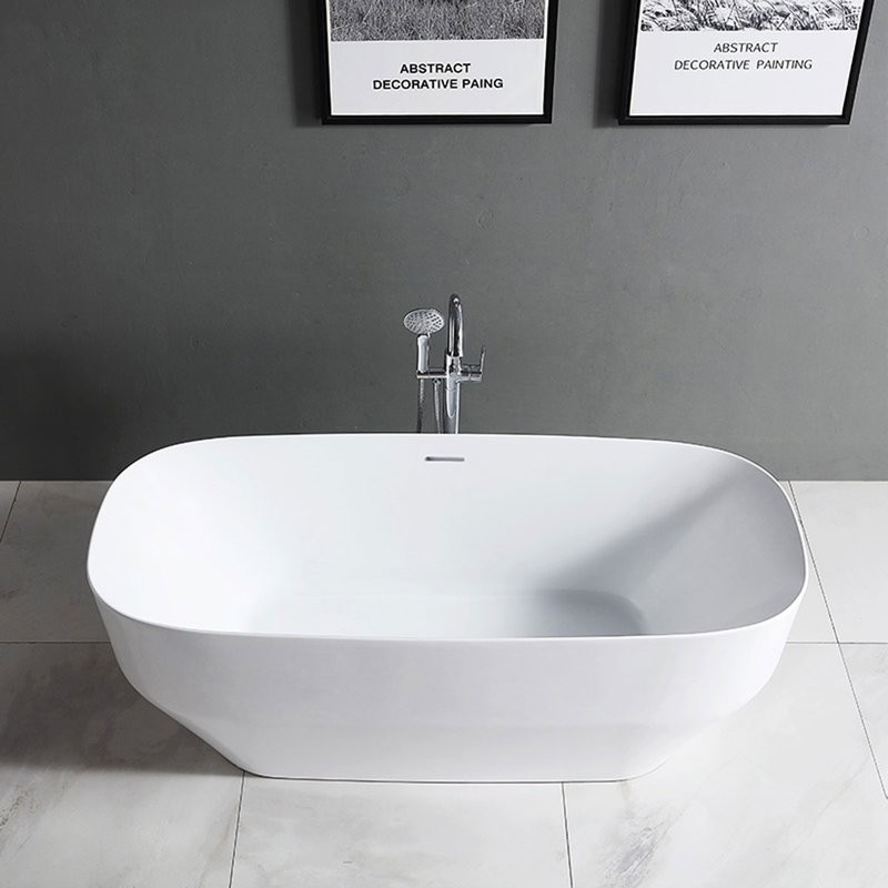 Акриловая ванна Vincea VBT-630 170x75 см, отдельностоящая, белая, овальная, со сливом-переливом, с донным клапаном