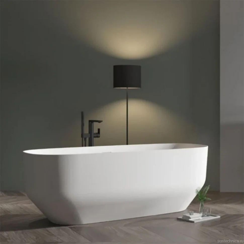 Акриловая ванна Vincea VBT-630 170x75 см, отдельностоящая, белая, овальная, со сливом-переливом, с донным клапаном