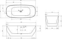 Акриловая ванна Vincea VBT-630 170x75 см, отдельностоящая, белая, овальная, со сливом-переливом, с донным клапаном