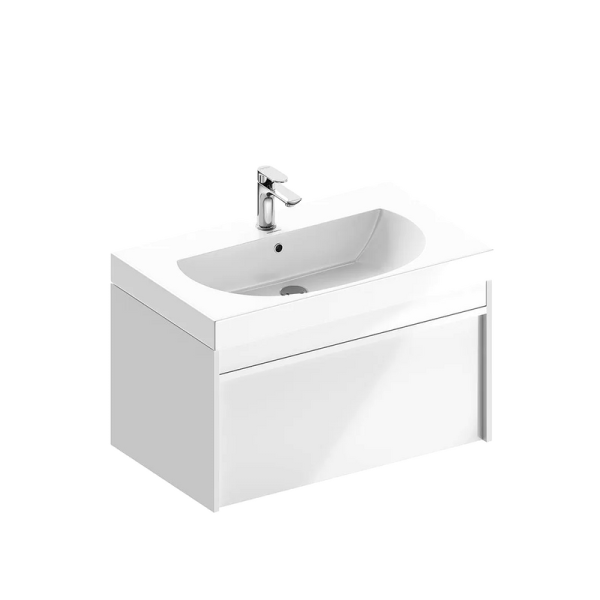 Тумба с раковиной KERAMA MARAZZI Modula 80 подвесная, белая глянцевая, раковина Buongiorno 80