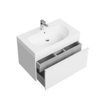 Тумба с раковиной KERAMA MARAZZI Modula 80 подвесная, белая глянцевая, раковина Buongiorno 80