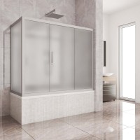 Шторка на ванну Kubele DE019 PR3-MAT-MT, 170х80 см, профиль матовый хром