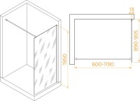Душевая перегородка RGW Walk In WA-010G 90x195 см, профиль матовое золото, стекло прозрачное