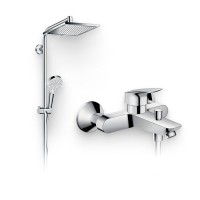 Душевой комплект Смеситель Hansgrohe Logis 71400000 + Стойка Crometta E 240 1jet Showerpipe Reno 27289000 EcoSmart