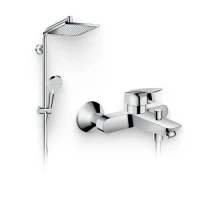 Душевой комплект Смеситель Hansgrohe Logis 71400000 + Стойка Crometta E 240 1jet Showerpipe Reno 27289000 EcoSmart