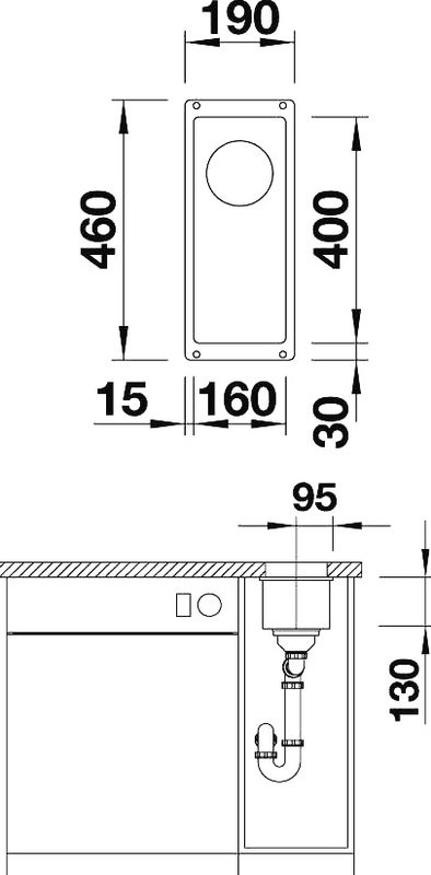 Дополнительная мойка Blanco Subline 160-U темная скала
