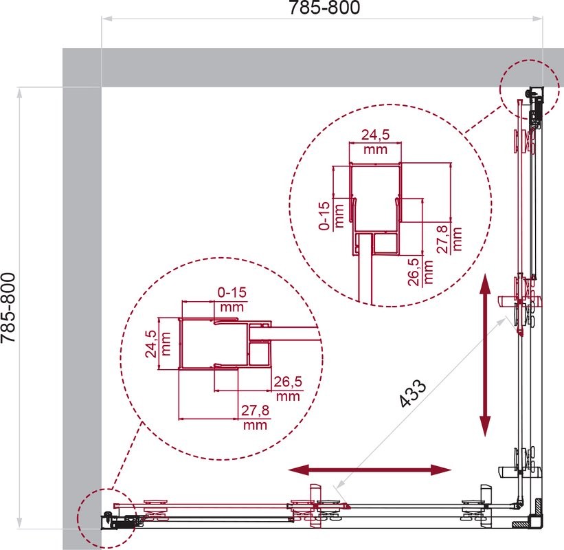 Душевой уголок BelBagno Luce A-2-80-C-Cr 80x80, профиль хром, стекло прозрачное