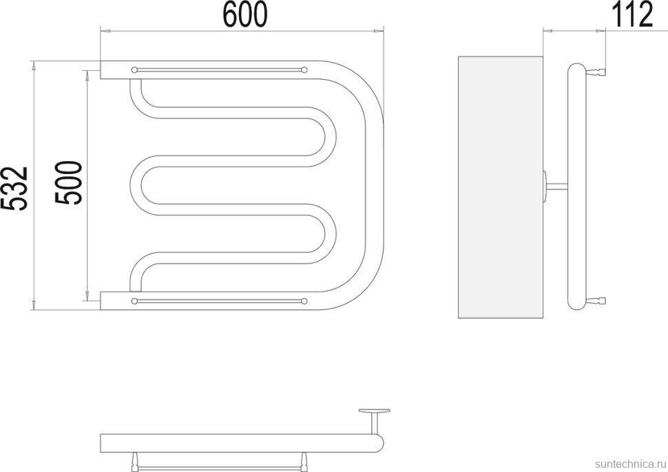 Полотенцесушитель водяной Terminus Фокстрот БШ 500x600