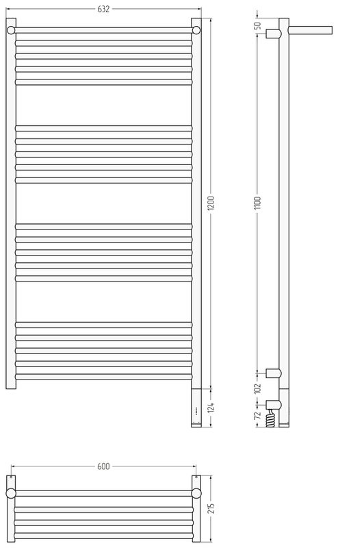 Полотенцесушитель электрический Сунержа Богема 3.1 071-6007-1260 130x65 см, подключение справа, сатин, лесенка, с полкой