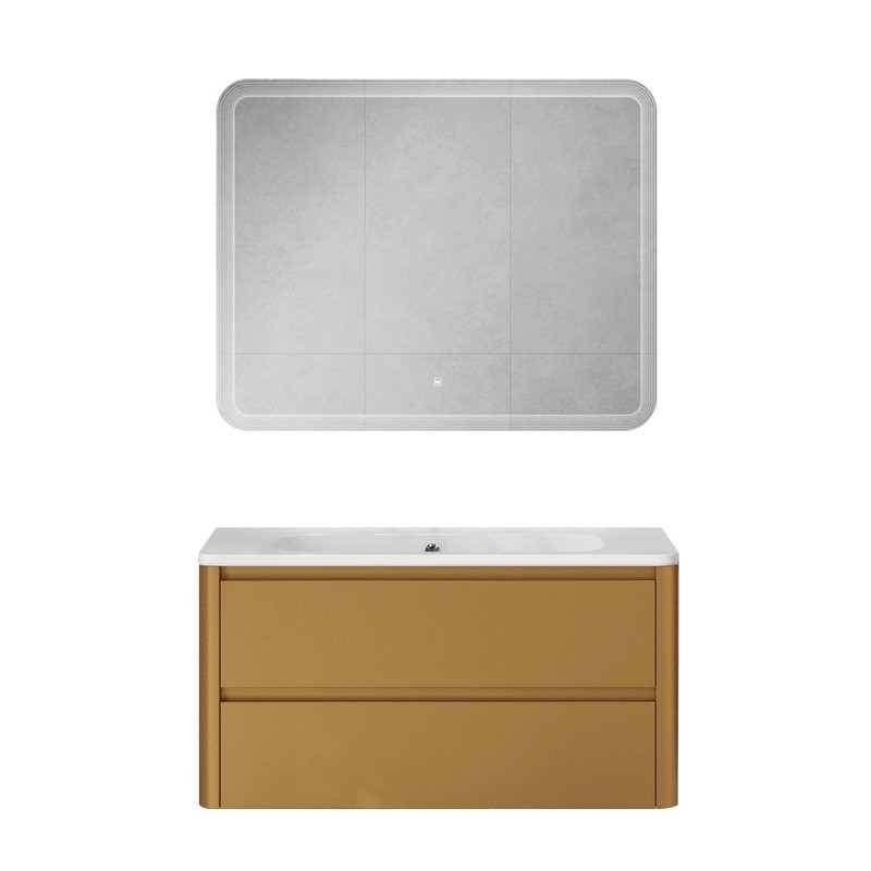 Мебель для ванной комнаты Cezares Relax 100 подвесная, 2 ящика, брашированное золото