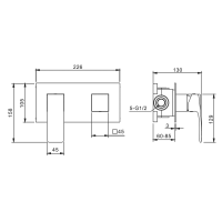 Встраиваемый смеситель для душа и ванны Raglo R01.273.09 С ВНУТРЕННЕЙ ЧАСТЬЮ, графит