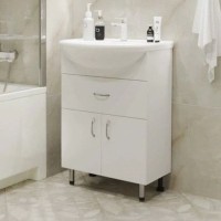 Тумба с раковиной Mixline Мистраль 60 глянцевая белая, в разборе