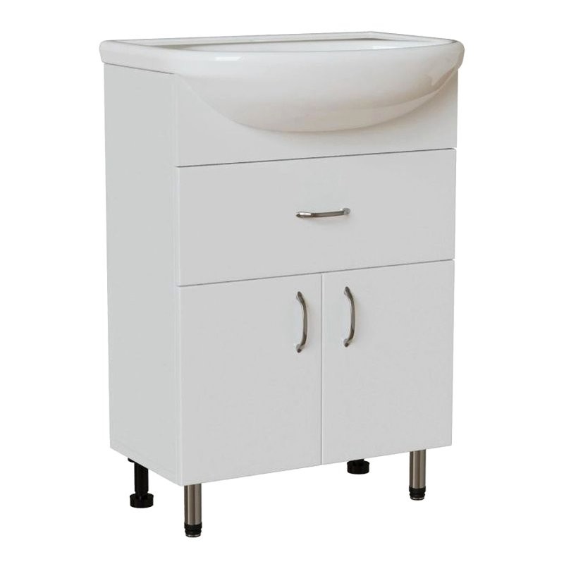 Тумба с раковиной Mixline Мистраль 60 глянцевая белая, в разборе