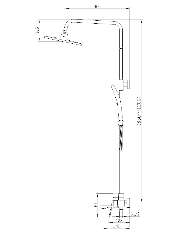 Душевая стойка AZARIO Lursy AZ-K2349B черная матовая