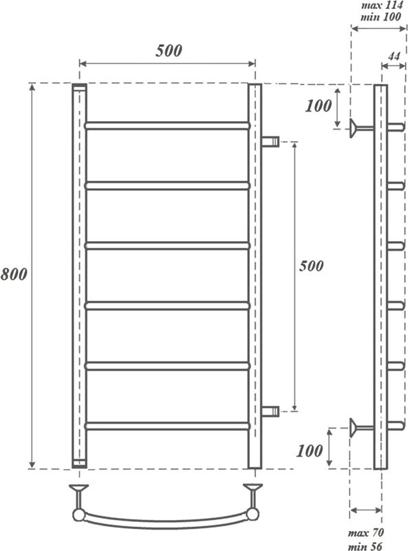 Полотенцесушитель водяной Point Ника PN08558 50x80, хром