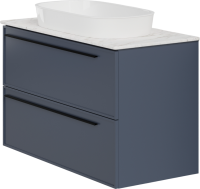 Тумба с раковиной La Fenice Elba Twin 100 подвесная, blu grigio, столешница белый мрамор, раковина белая матовая