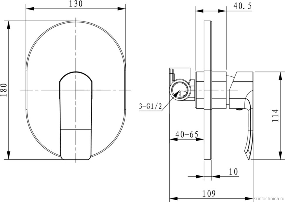 Встраиваемый смеситель для душа и ванны Kaiser Aurora 67177-1 С ВНУТРЕННЕЙ ЧАСТЬЮ