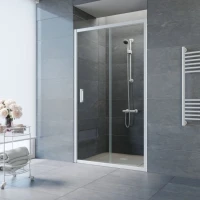 Душевая дверь в нишу Vegas Glass ZP NOVO 110 01 01 110 см, профиль белый, стекло прозрачное