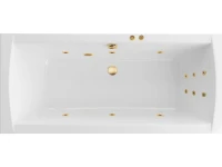 Акриловая ванна Excellent Aquaria Lux Slim Line 180x80 см, встраиваемая, с гидромассажем, белая, с каркасом, со сливом-переливом, фурнитура золото