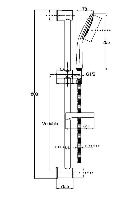 Душевой гарнитур Cersanit Лара (Lara) 68146 матовый черный