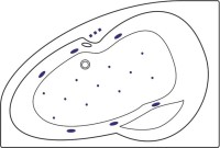 Акриловая ванна Excellent Newa Relax L 160x95 см, угловая, левая, встраиваемая, с гидромассажем, белая, асимметричная, с каркасом, с сиденьем, со сливом-переливом, фурнитура бронза
