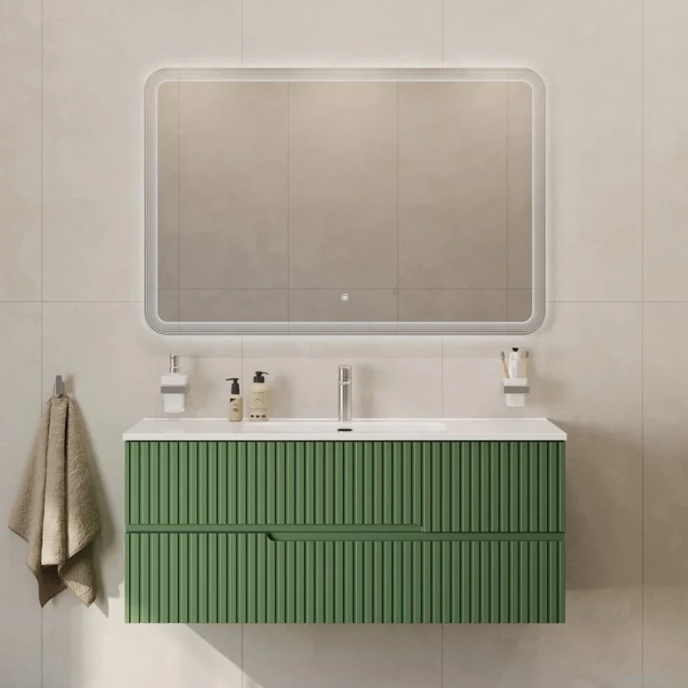 Тумба с раковиной Cezares Duet 120 фисташковый софт, раковина Cezares CZR-8095-120