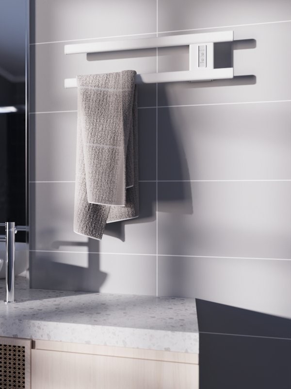 Полотенцесушитель электрический Altasan Каспий Проф СП5015БМ 15x50 см, подключение справа, скрытое подключение справа, матовый белый, из стали