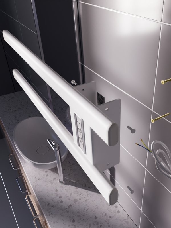 Полотенцесушитель электрический Altasan Каспий Проф СП5015БМ 15x50 см, подключение справа, скрытое подключение справа, матовый белый, из стали