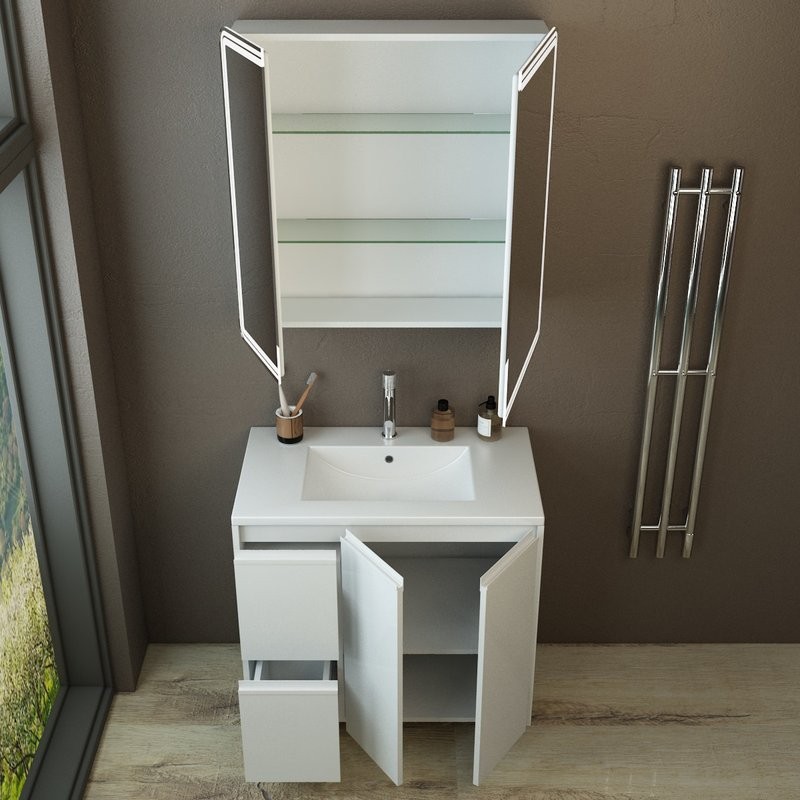 Мебель для ванной комнаты Emmy Вега 80 напольная, белая