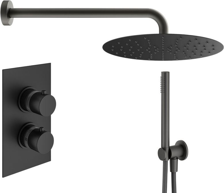 Душевой комплект Plumberia Selection Ixo KITXOT18QNO С ВНУТРЕННЕЙ ЧАСТЬЮ, черный матовый