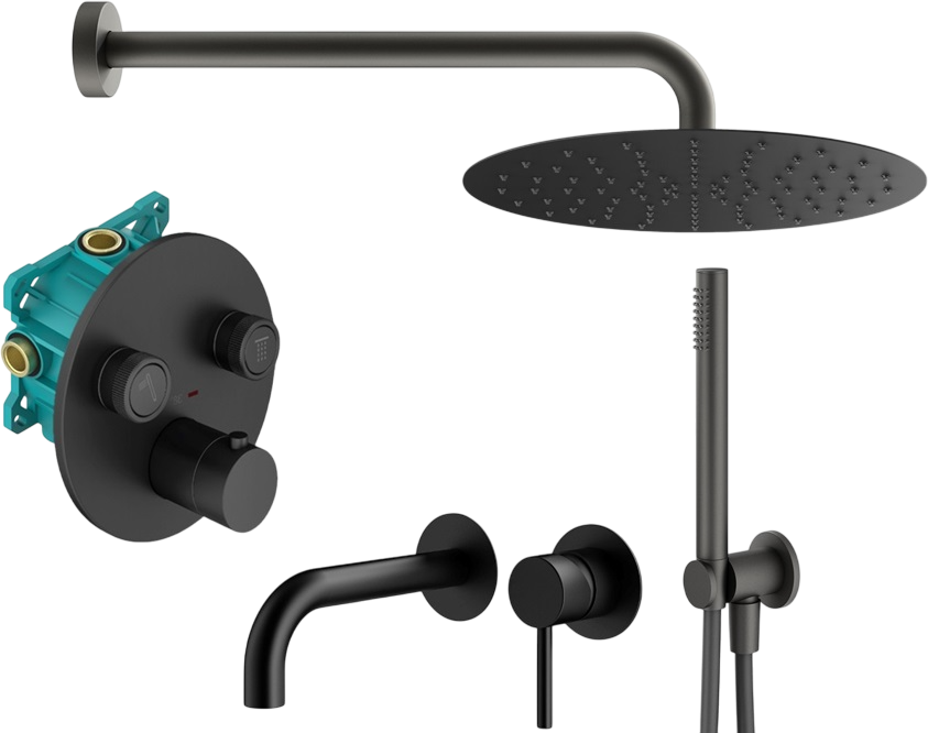 Комплект для ванной Plumberia Selection PSBOX KITPSB02NO210 С ВНУТРЕННЕЙ ЧАСТЬЮ, черный матовый