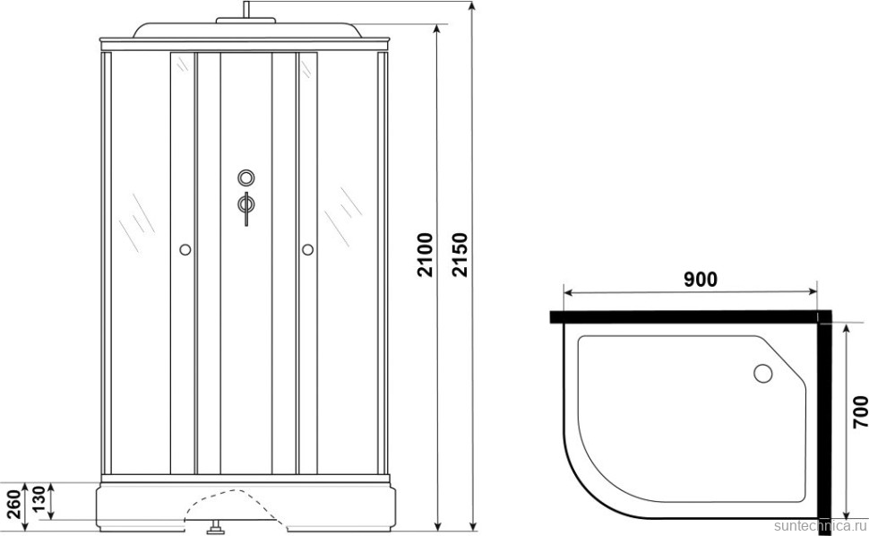 Душевая кабина Niagara Promo P90/70/26R/MT 90х70 см, R