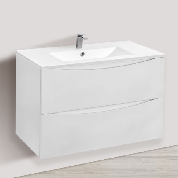 Тумба с раковиной Vincea Mia 80 белая глянцевая, раковина VBS-13980