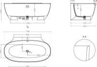 Ванна из искусственного камня Salini Alda Wall S-Stone 170x90 см, пристенная, матовая белая, овальная, с донным клапаном