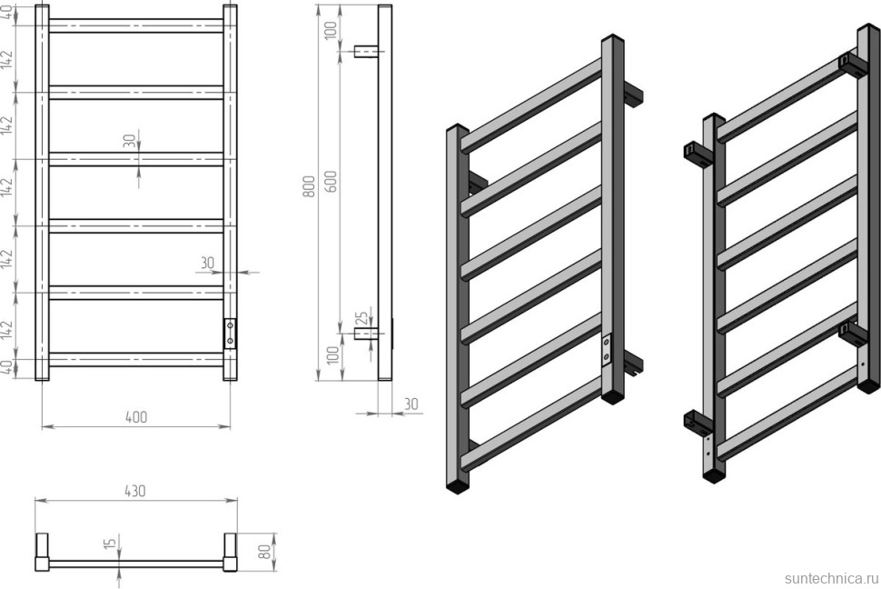 Полотенцесушитель электрический Двин J plaza neo 80х40, оружейная сталь