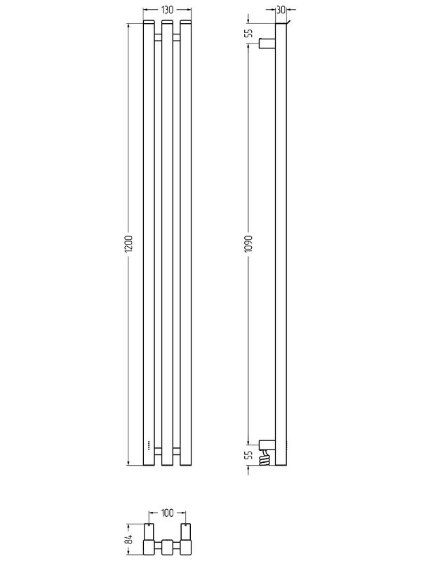 Полотенцесушитель электрический Сунержа Вердикт 4.0 31-0852-1210 120x15 см, подключение слева, скрытое подключение слева, матовый черный, I-образный