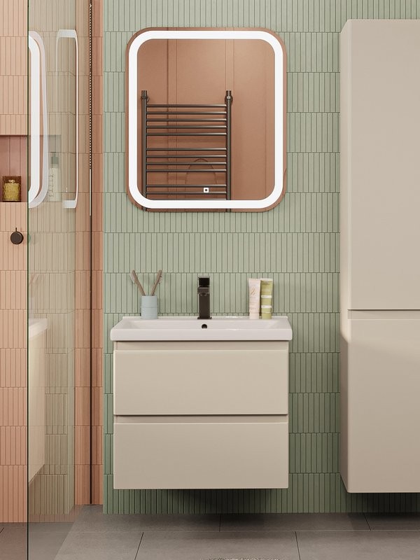 Мебель для ванной комнаты SanStar Riana 60 подвесная, cappuccino, раковина Миранда 60